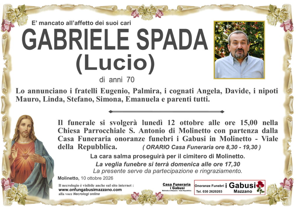 Necrologio GABRIELE SPADA (Lucio)
